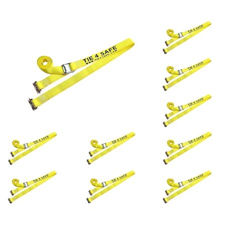 Tie 4 Safe 2 x 12' E Track Cam Buckle Straps w/ E Clips, WLL- 833 lbs, PK10 CT11-12M23Y-10